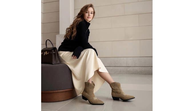 DREAM PAIRS Women Ankle Boots Chunky Heel Fashion Western Booties thumbnail 2