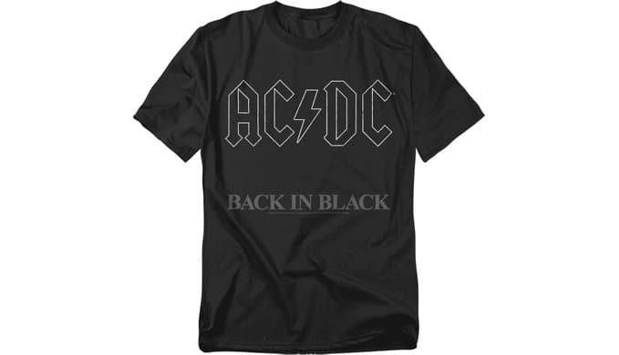 Popfunk ACDC Back in Black Logo Rock Album T-Shirt, thumbnail 1