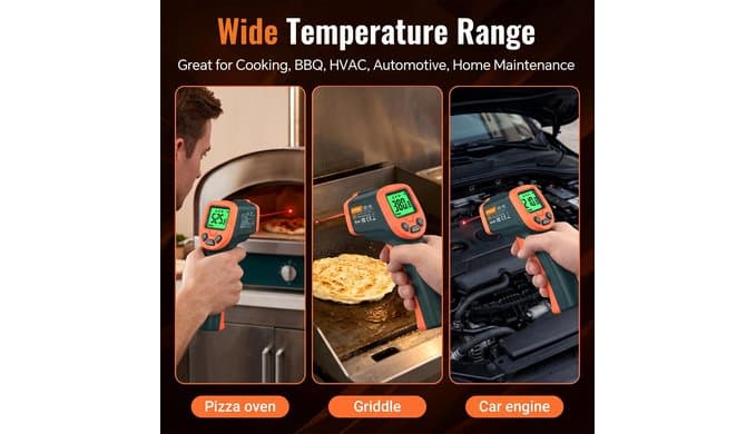 Infrared Thermometer Laser Temperature Gun, Adjustable Emissivity thumbnail 2