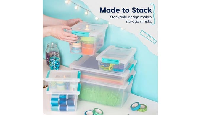 IRIS USA Storage Bins with Lids |Made in USA| 6 Qt - (4-Pack) - Clear thumbnail 5