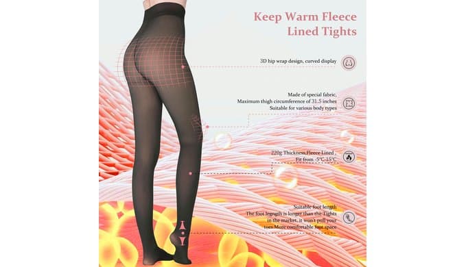 Fleece Lined Tights Women, Warm Pantyhose leggings Women,Fake Translucent Thermal Skin Colored Tights for Winter thumbnail 4