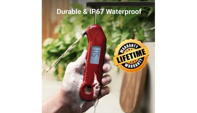 ThermoMaven Professional Digital Meat Thermometer, Ultra Fast 0.5 Sec Instant Read, NIST Certified Accurate to ±0.5°F, IP67 Waterproof, Backlit & Auto-Rotating Display, Auto Wake/Sleep, Dark Red&Gray thumbnail 5