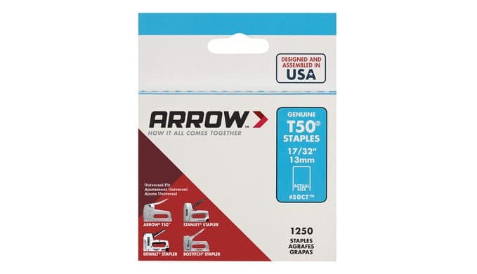 Arrow 50CT T50 Heavy Duty Staples for Staple Guns, Use for Ceiling Tile, Upholstery, Construction, Furniture, Crafts, 17/32-Inch, 1250-Pack thumbnail 4