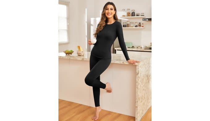 Ekouaer Thermal Underwear for Women Long Johns Sets Lightweight Base Layer thumbnail 2