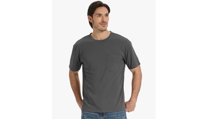 BAMBOO COOL Men's Pocket T-Shirts, Heavy Weight Crewneck Tshirt thumbnail 2