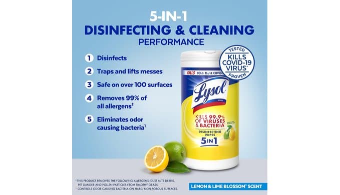 Lysol Disinfecting Wipes, Cleaner, Lemon + Mango + Linen, 80 ct. (4 Pack) thumbnail 3