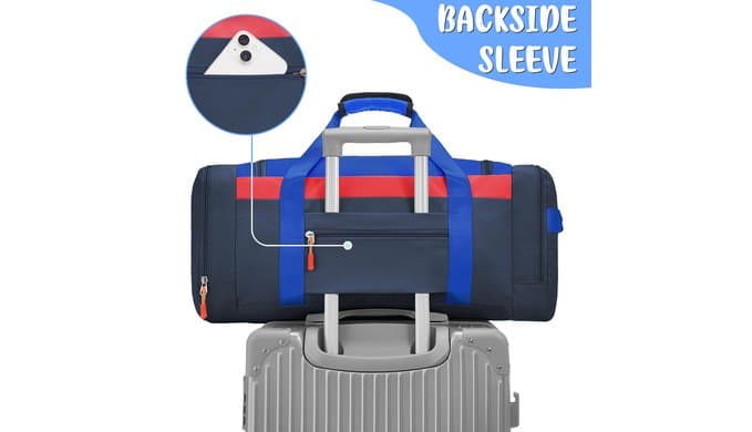 WOOMADA Kids Travel Bag with Shoe & Wet Pockets, Carry On Duffle Bag for Overnight Trips, Sports, School(navy blue) thumbnail 5