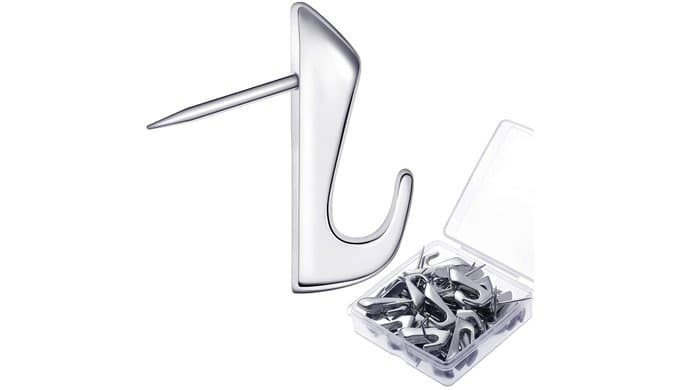 Hotop 30 Pcs Push Pin Hooks 20 Lbs Picture Hanger, Silver thumbnail 1