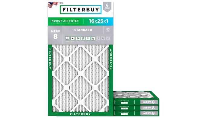 Filterbuy 16x25x1 Air Filter MERV 8 Dust & Allergy Defense (4-Pack) thumbnail 1