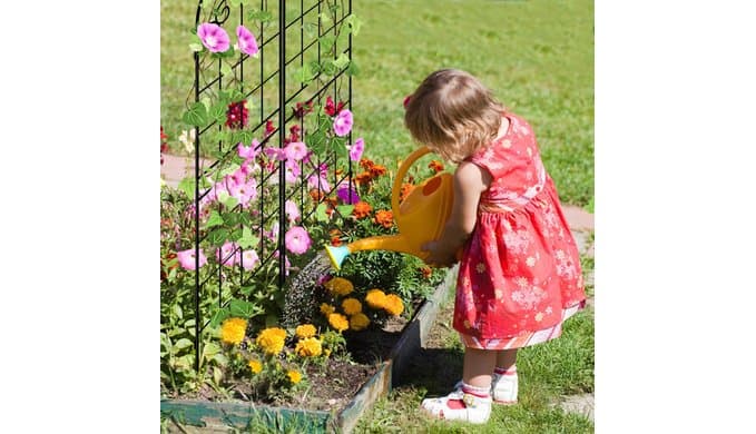 71x40in Rustic Iron Garden Trellis, Weatherproof Black Metal Arch Decorative Flower Support for Climbing Outdoor Plants, Roses, Ivy, Vegetables, Anti-Rust Heavy Duty Plant Stakes thumbnail 2