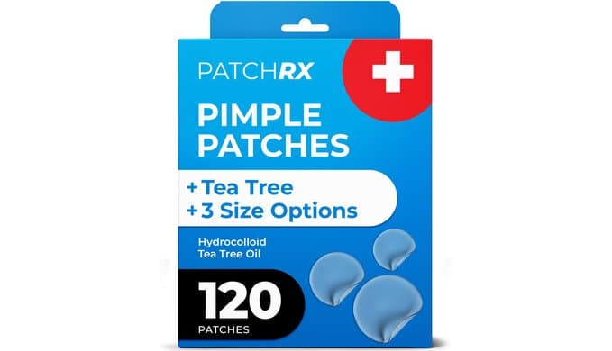 PatchRx Pimple Patches for Face (120 Patches), Hydrocolloid Acne Patches with Tea Tree Oil, Pimple Patch Pimple Stickers - Hydrocolloid Patch Acne Dots - Acne Pimple Patches For Face - Zit Patches thumbnail 1