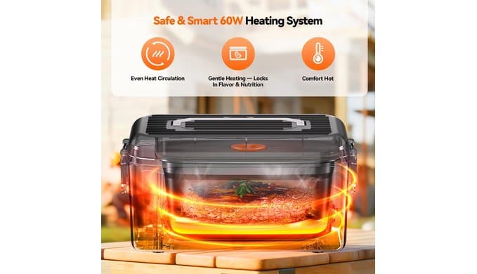 DOLOPL Cordless Electric Lunch Box with Scheduled Heating for Men Women thumbnail 3