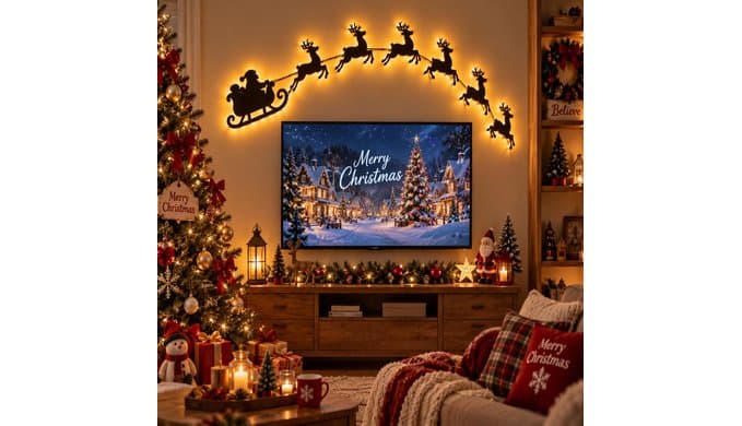 3D Light Up Wooden Reindeer Christmas Decor LED Wall Decorations (Reindeer) thumbnail 4