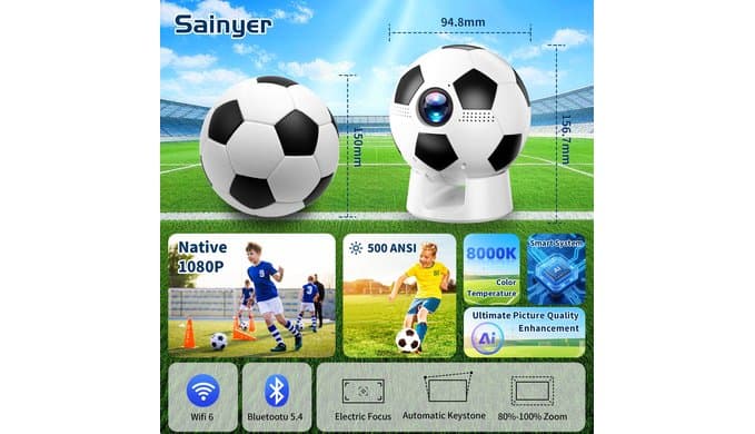 Smart Projector with WiFi and Bluetooth, Native 1080P Mini Projector thumbnail 2
