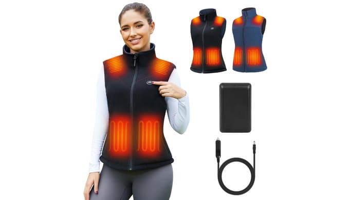 Reversible Heated Vest for Women with 12V Battery, Electric Rechargeable Fleece Heating Jacket for Outdoor Camping,Car thumbnail 1