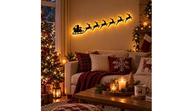 3D Light Up Wooden Reindeer Christmas Decor LED Wall Decorations (Reindeer) thumbnail 5