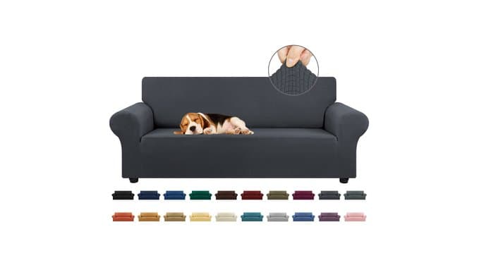 Stretch Couch Covers for Sofa, 3 Cushion Couch Slipcover,Charcoal thumbnail 1
