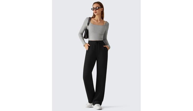 G4Free Waffle Wide Leg Casual Women's Sweatpants – Comfy Lounge Pants with Pockets thumbnail 3