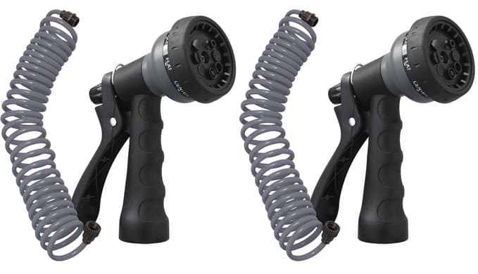 Orbit 26382 Coil Garden Hose, 25 Feet, with 8-Pattern Hose Nozzle (Gray) (Pack of 2) thumbnail 1