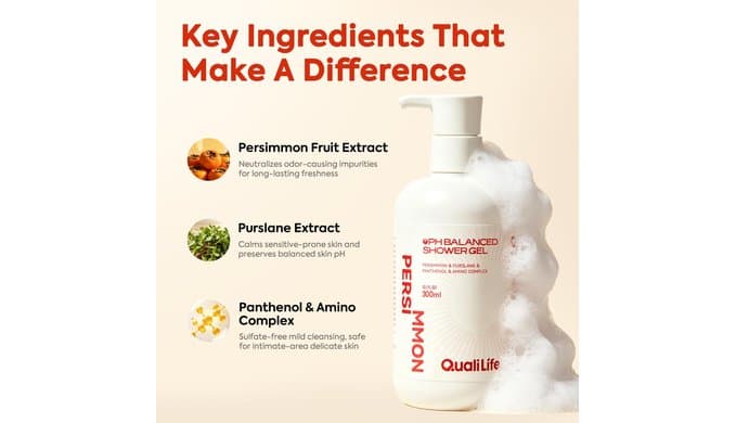 Persimmon Body Wash for Odor Control, pH-Balanced Shower Gel thumbnail 4