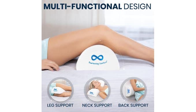 Everlasting Comfort Under Knee Pillow for Back Sleeping - Memory Foam Half Moon Leg Bolster Pillow for Back Pain, Thoracic Support thumbnail 4