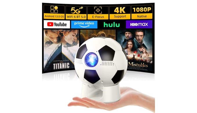 Smart Projector with WiFi and Bluetooth, Native 1080P Mini Projector
