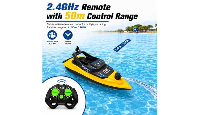 Remote Control Boat with Water Spray, 2.4GHz Waterproof RC Boat Toy thumbnail 2