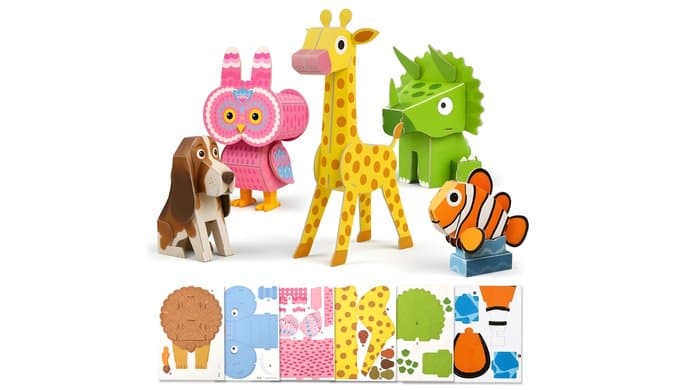 3D Animal Puzzles for Ages 3-8, 5 Pack DIY Art Craft Kits