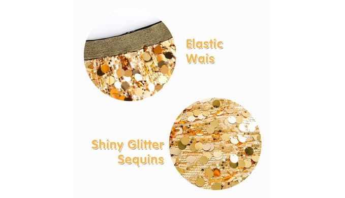 DAXIANG Girls Sparkly Sequin A Line Skirt Kids Elastics Waist Shiny Skirt with Built in Shorts for Party Birthday 5-12 Years thumbnail 5