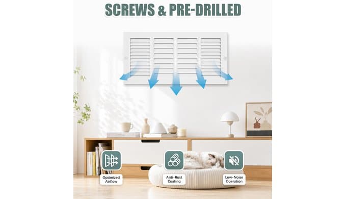 14x6 Air Return Vent Cover, White Heavy-Duty Steel Return Air Grille,2-Pack thumbnail 4