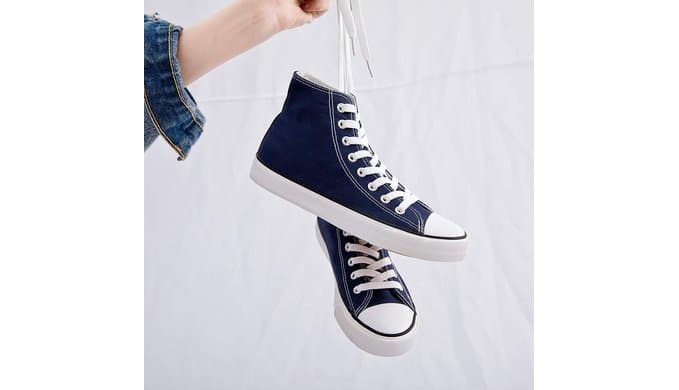 Womens Canvas Sneakers High Top Lace ups Casual Walking Shoes thumbnail 2