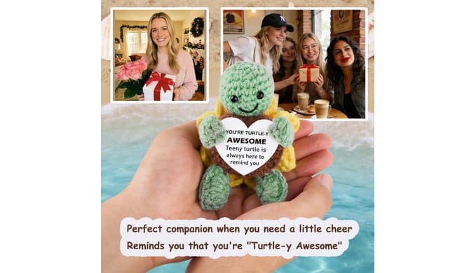 Positive Turtle Gifts for Women Men,Handmade Positive Crochet Animal Turtle thumbnail 4