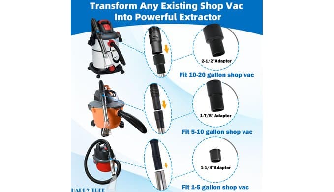 Happy Tree Universal Fit All Existing Shop Vacs with 2-1/2" &1-7/8" &1-1/4" Adapter Wet Extraction Accessory for Upholstery & Carpet Cleaning & Auto Detailing Shop Vac Extractor Attachment Hose Kit thumbnail 3