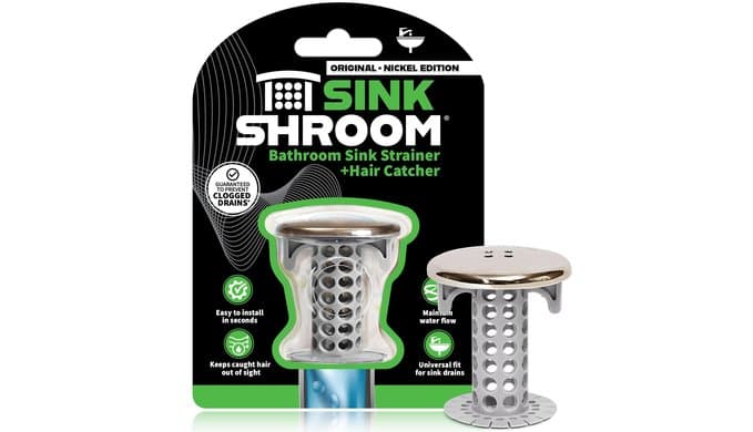 SinkShroom Revolutionary Bathroom Sink Drain Protector Hair Catcher, Strainer, Snare, Nickel Edition thumbnail 1