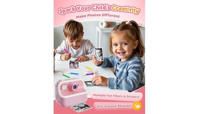 Instant Camera, Front Rear Dual Selfie Kids Camera with 1080P Videos, Holiday Birthday Gifts for Kids Age 3-12, Toddler Portable Travel Print Digital Camera Toy for 4 5 6 7 8 9 Year Boys Girls thumbnail 5