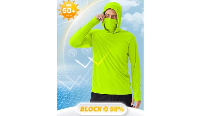 PINSPARK UPF 50+ Sun Hoodie Long Sleeve Fishing Shirts for Men with Mask thumbnail 5
