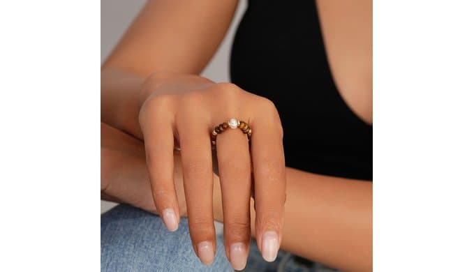 SIXFOX Natural Stone Stretch Beaded Rings for Women thumbnail 2