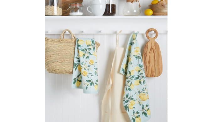 Martha Stewart Dual Purpose Kitchen Towel 2-Pack Set, Lemon Whimsy, 16"x28" thumbnail 2