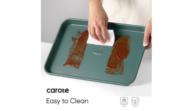 CAROTE 3-Piece Baking Sheet, Nonstick Cookie Sheets, Olive Green thumbnail 4