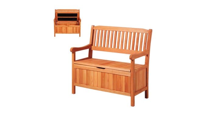 VEVOR Outdoor Storage Bench, 2-Person Wooden Storage Bench, 33 Gallons Deck Box with Side Handle, Supports up to 705 lbs, Outdoor Seating & Porch Decor, for Patio Garden Balcony Yard thumbnail 1