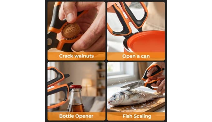 ANSHEE All Purpose Kitchen Scissors & Food Shears, Stainless Steel thumbnail 5