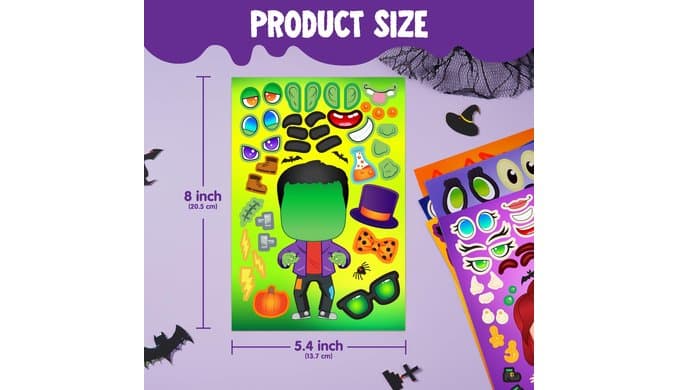 JOYIN 36 PCS Halloween Craft Stickers for Kids Party Favor, Make a Face Stickers with Designs Witch Vampire, DIY Craft Supplies for Halloween Party Game Classroom Activities Gift Goodies thumbnail 3