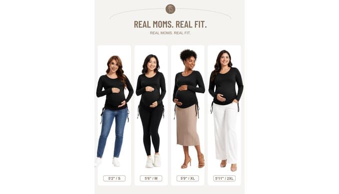 Happy Angel Maternity Shirts for Women,Long Sleeve Crew Neck Pregnancy Top thumbnail 4
