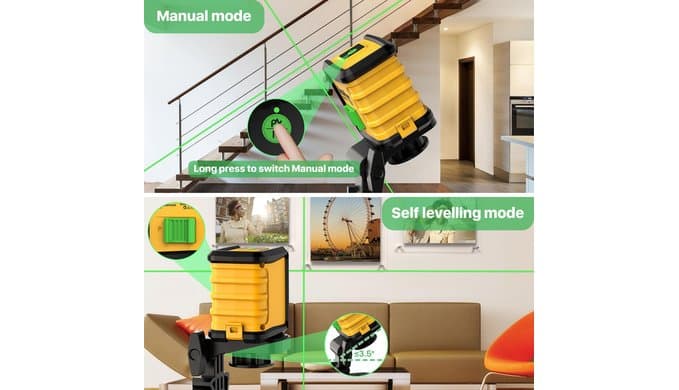 Self Leveling Laser Level with Tripod,DEGLASERS Green Cross Line Laser Level,Lazer Leveler Tool for Picture Hanging Construction Floor Tile Wall Home Renovation, Indoor Project, Battery Included thumbnail 3