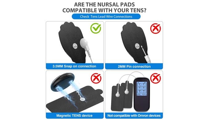 TENS Unit Electrode Pads NURSAL 20 Pack 3.5mm Snap EMS Replacement Pads for Electrotherapy Reuse More Than 30 Times, Compatible with MEDVICE,Belifu TENS Machine thumbnail 2