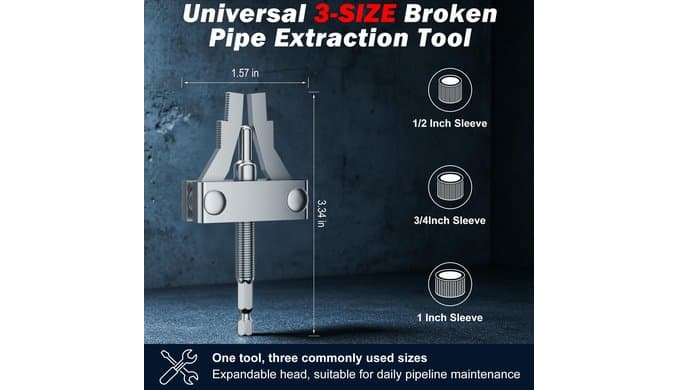 Broken Pipe Extractor Tool, 1/2" 3/4" 1" Pipe Thread Remover for Drill thumbnail 2
