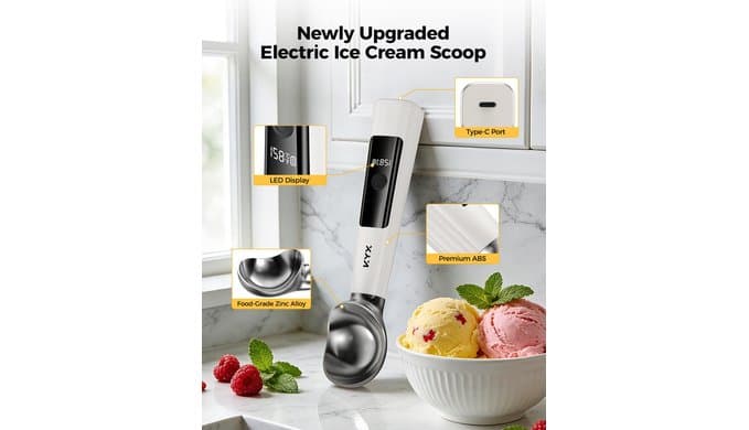 KYX Heated Ice Cream Scoop Rechargeable, Electric Scoop for Hard Ice Cream thumbnail 4
