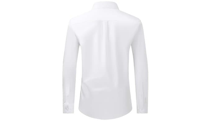 Alimens & Gentle Men's Dress Shirt Regular Fit Stretch Stain Shield Long Sleeve Solid Business Wedding Button Down Shirts thumbnail 3