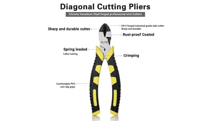 6 Inch Industrial Diagonal Cutting Pliers - High Leverage Side Cutters with Hardened Blades, CR-V Steel, Anti-Rust Finish for Electronics & Cable Work thumbnail 2