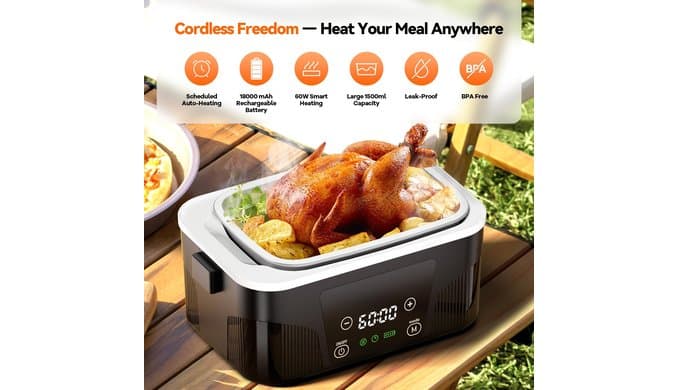 DOLOPL Cordless Electric Lunch Box with Scheduled Heating for Men Women thumbnail 2